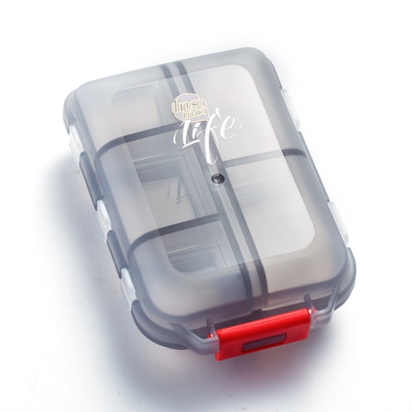 1 Pack Travel Pill Organizer - 10 lokeroinen pillerirasia, kompakti kannettava pillerirasia, täydellinen tien päällä, lompakkoystävällinen pilleripidike harmaa