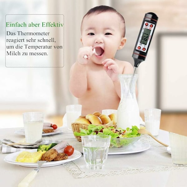 Termometer, Universal Hushålls- och Kökstermometer, Digital Matlagningstermometer, Kötttermometer, 50 ° C - 300 ° C, ° C / ° F Växlingsbar, med Pr