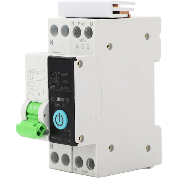 1P+N Smart WiFi Afbryder med 6KA Målekapacitet Fjernbetjening Afbryder 16A AC230V