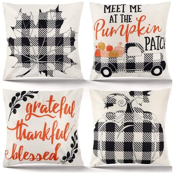 Efterår Pudebetræk Efterår Bondehus Buffalo Plaid Pudebetræk til Sofa Bondehus Thanksgiving Day Efterår Dekorationer