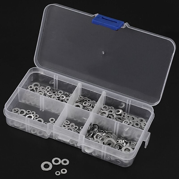 500 st/set rostfria platta brickor tätningsbricka sortiment kit M1.6 M2 M2.5 M3 M5