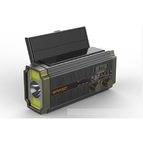 Radio Multi-Band bærbar radio Solar håndsveiv laderadio for mobiltelefon (grønn)