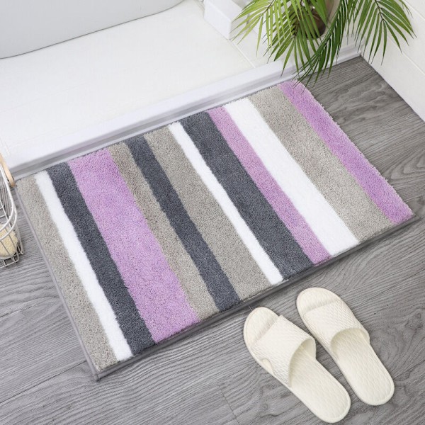 Maskinvaskbar Antislip Bademåtte, Ultra Blød Tykk Absorberende Brusemåtte Mikrofiber Badeværelses Dekoration, Lilla 60x90cm