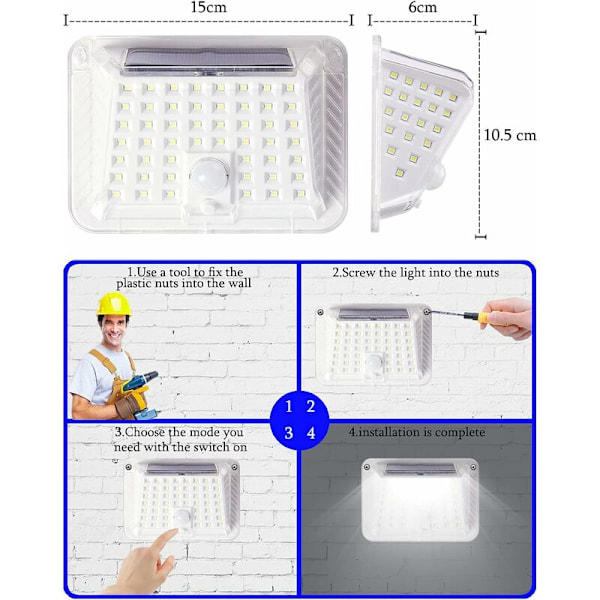 Solcellsdrivna Utomhuslampor, Solcellsäkerhetslampor Utomhus Solcells trädgårdslampor Utomhus Solcellsdrivna 90 LED-lampor för Trädgårdsstig Gräsmatta, 3 Valfria Lägen