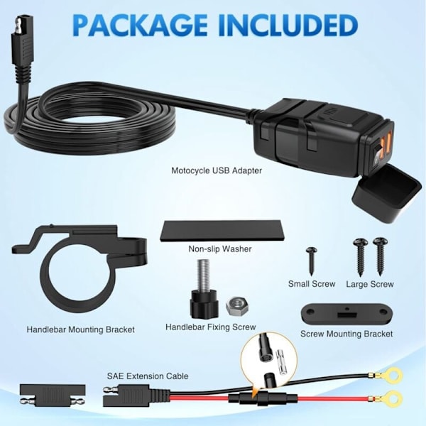 USB-oplader, 6,8A opladning 3.0 dobbelt USB-telefonoplader med voltmeter og tænd/sluk-knap