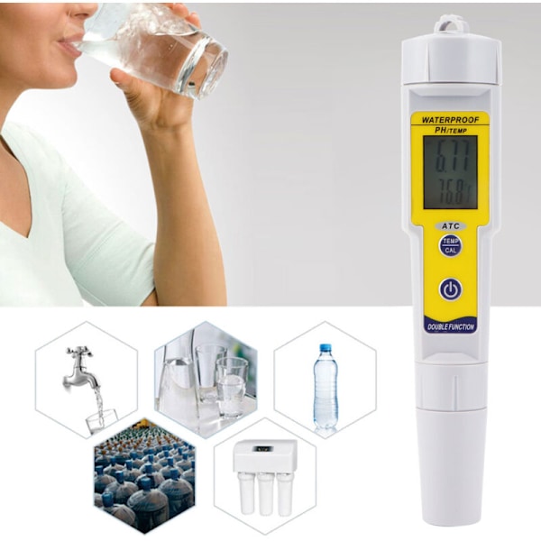Elektronisk pH-meter pH-måler pH-tester 618 bærbar pakning egnet til drikkevand, saltvandssøer, akvarier, drikkevarer, hydroponics