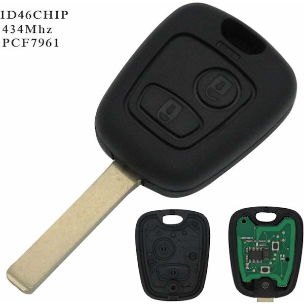 Komplett nyckel med elektronik att programmera PLIP Peugeot 107 207 307 407 106 206 306 406 Citroen C1 C2 C3 C4 C5 C6 C8 Xsara Saxo Berlingo Fjärrkontroll