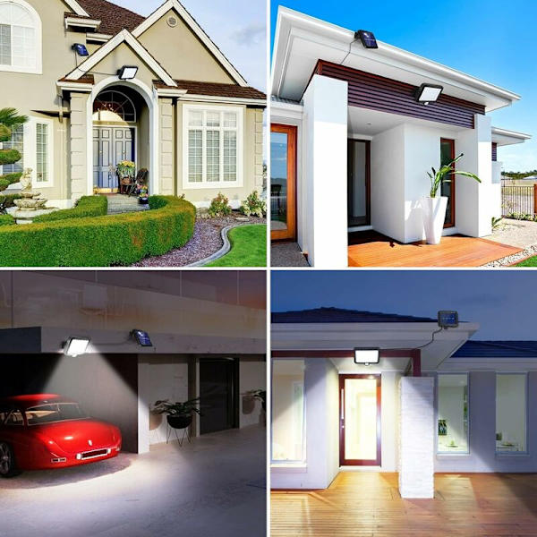 Solcellsdriven utomhuslampa med rörelsesensor, IP67 vattentät solcellslampa med 120° vinkel för trädgård med 5m kabel för uteplats garage