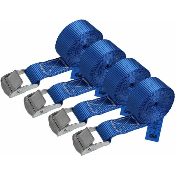 Klorspänne Lastspänne Fästspänne - Blå - Maxlast 250 kg, 4 stycken på 2,5 cm x 2,5 m