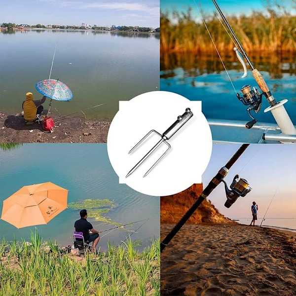 Parasollstativ med jordanker, avtakbar parasollholder for fiske, hage, strand (sølv)