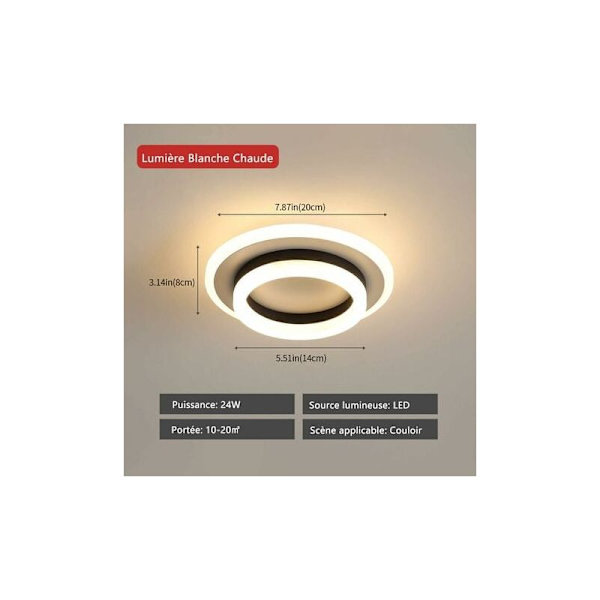 Moderne LED Loftlampe 20W med Fjernbetjening, Dæmpbar Rund Nikkel Loftlampe til Soveværelse Køkken Gang, Natlystilstand, 3000K