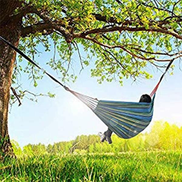 Utomhus Camping Hängmatta, Utomhus Bärbar Canvas, Randig Gungande Säng Utomhus Uteplats Trädgård Ryggsäck Fritidsträdgård Ultralätta Hängmattor med Väska
