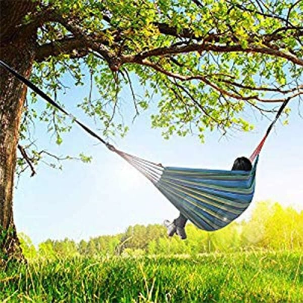 Utomhus Campinghängmatta, Bärbar Canvas för Utomhus, Randig Svingbädd för Utomhus Patio Trädgård Ryggsäck Fritid Trädgård Ultralätta Hängmattor med Väska (19