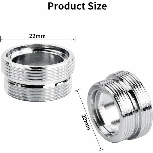 2 st kranadapter med invändig gänga, metallkranadapter, aluminiummetalladapter för kökskran vattenrenare adapter (M20-M22),