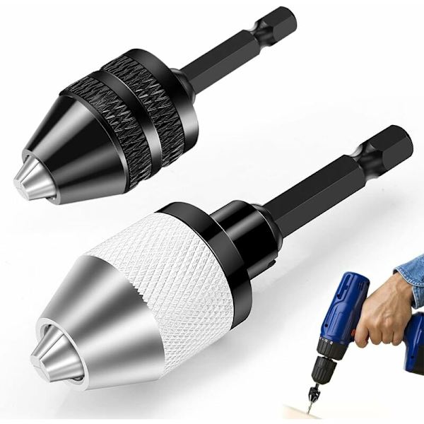 2-delad borrchuck, sexkantig självspännande chuck 6,35 mm (1/4\"), skruvmejselchuck kapacitet 0,3-6,5 mm, nyckellös borrchuck, för elektrisk skruvdri
