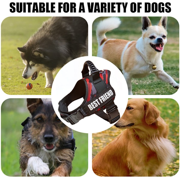 Hundsele, Servicehundväst, Dragfri Sele för Träning, Promenader, Jogging - Camo Röd - XS