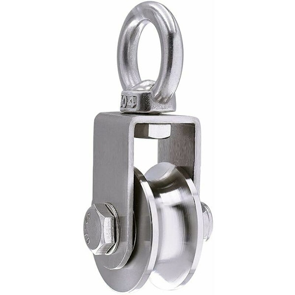 Lyftblock 350 kg med 2 kullager, kabelhjul, 48 mm 304 rostfritt stålhjul