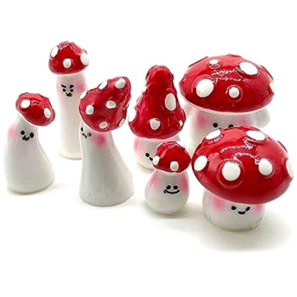 7 stk Mini Sopp for Håndverk Små Fe Hage Sopp Tiny Resin Sopp Dekor Sopp Miniatyrer Statue