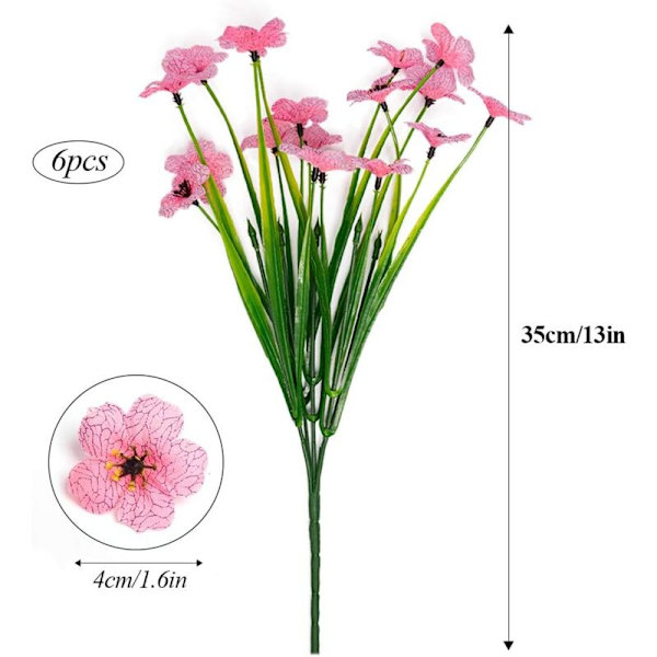 Konstgjorda Blommor Utomhus, 6 Pack Färgfasta Konstgjorda Blommor Plastväxter för Trädgård Veranda Fönster Dekoration (Blandade Färger)-