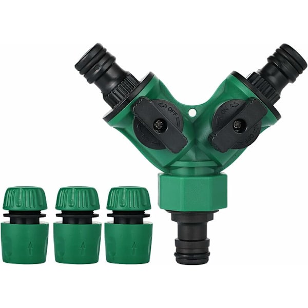 Hageslangekobling, vannslangeende, Y-slangedeler, vannslangekranadapter, Gardena-tilkobling med 2 ventiluttak for hagekran