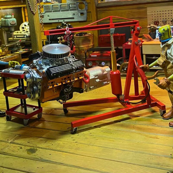 RC-auto 1/8 1/10 Simulaatio Autotalli Koriste Mini Moottorin Ripustin Sähköinen Nosturi Tunkki TRX4 SCX10, Punainen