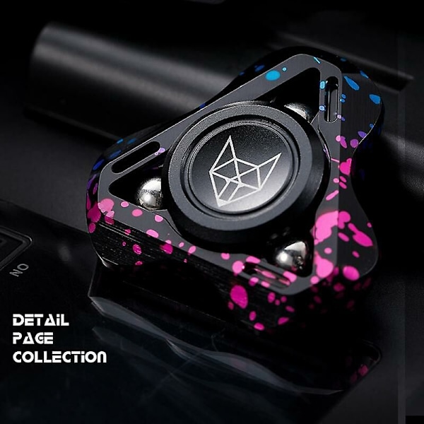 Fox Fidget Spinner EDC Metal Stress Reliever Legetøj Trekantet Aluminium Legering Håndspinner Lindrer Angst Dekompression Legetøj Sort