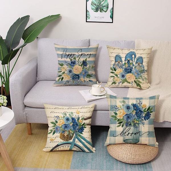 18 x 18 Putetrekk Sett med 4 Gårdsputer Hjemmeinnredning Dekorasjoner for Sofa Sofa