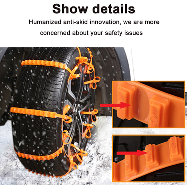 10 stk. Nødsituation Anti-Slip Mud Snow Overlevelses Traction Multi-Funktion Bil Dæk Kæder Sikkerhedskæder til Bil Lastbil SUV Nødsituation Vinterkørsel Univers