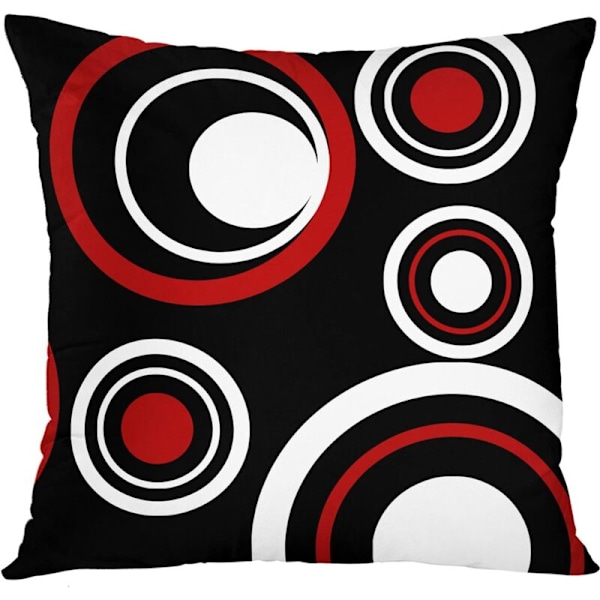 Sett med 4 18 x 18 tommers putetrekk Moderne abstrakt rød svart hvit og grå bølgete vertikale striper polka dots polyester putetrekk firkantet