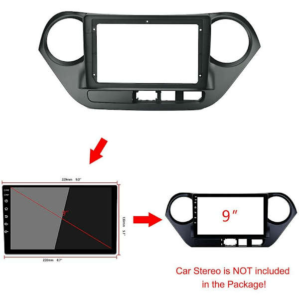 9 Tuuman 2 Din Auton Kojelaudan Kehys Radio Fascia Dash Mp5 Soitin Dvd Adapteri Kehys Paneeli I10 2014-