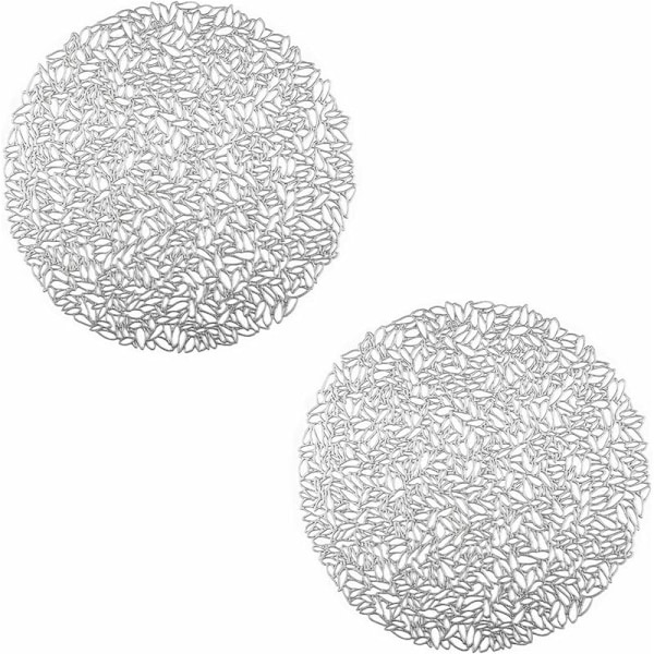 2 st Runda Hålformade Underlägg, Silver Runda Isolerade Underlägg, Miljövänliga PVC Anti-Bränn Underlägg för Bord, för Grytunderlägg, Borddekoration