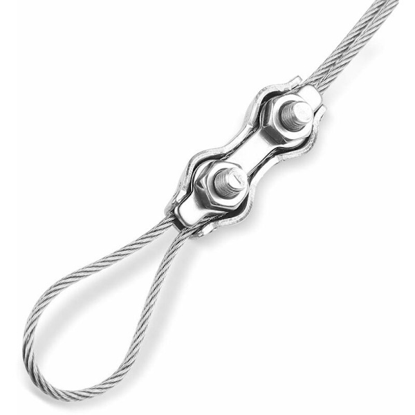 M2 Kabelklemmer 18 stk Dobbelt Rustfrit Stål Kabelklemmer til Rustfrit Stål Kabeltråd til 2MM Rustfrit Stål Kabelklemmer