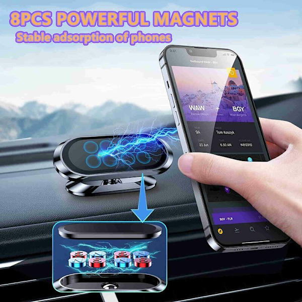 Set med 2 magnetiska biltelefonhållare 360° rotationsmagnet biltelefonhållare