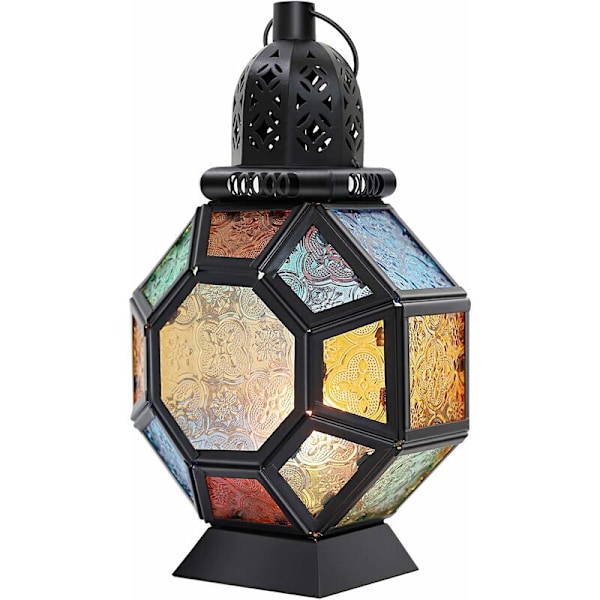 Marockansk Retro Metall Lykta, Järn Ljusstake Marockansk Tealight Hållare för Utomhus Trädgård, Ljuslykta Lampa Ljus Orientalisk Heminredning - Svart