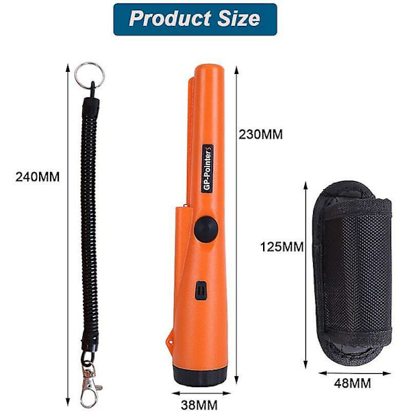 Professionell metalldetektor pekare pinpoint gp-pekare handhållen metalldetektor testare skatt gulddetektor med armband Orange