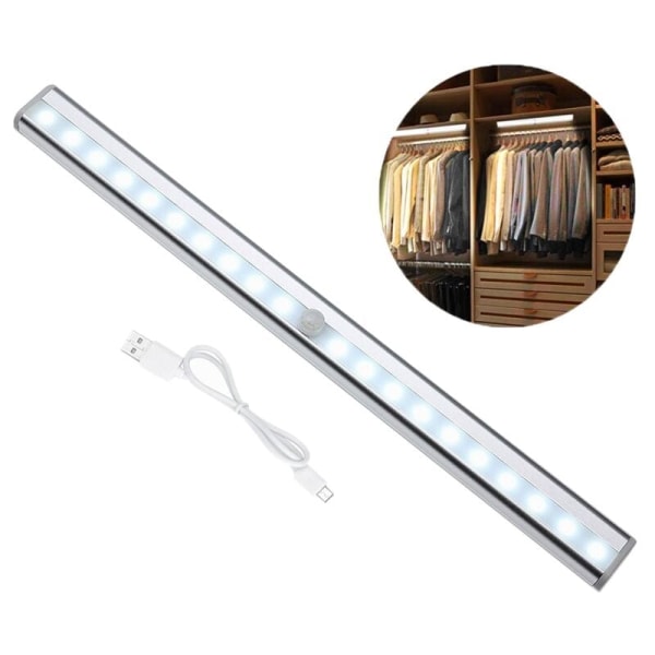20 LED nattlampa skåplampa med rörelsesensor USB uppladdningsbar