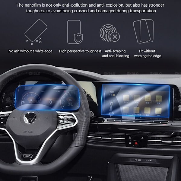 Car Dashboard Central Control Härdat Glas Navigationsskärmsskyddsfilm för Golf 8 2021