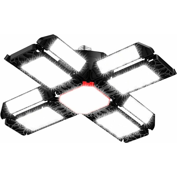 200W LED Verkstedslampe Garasjelys 1 stk 6500K Deformerbart Taklys med 12 Justerbare Paneler - E26 / E27 Bay Light for Kjølerrom Lager Verksted