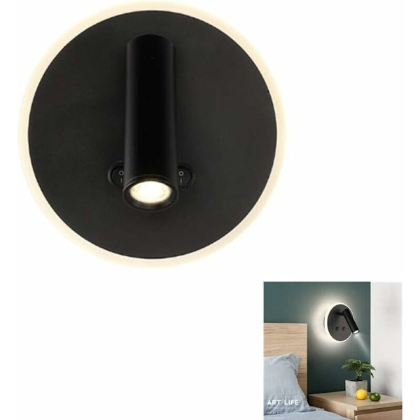 LED Vägglampor 7W + 3W Med Dubbla Strömbrytare Användande Bokuppspelning, Vägglampa För Loft Uppspelning Sänggavel, 3000K Julradiospellampa
