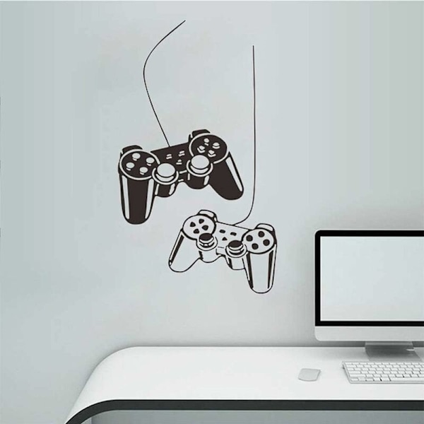 Speltillbehör - Väggdekaler för pojkens rum - \"Dual Gamepad\" - Väggdekoration för lekrum - 57 x 100 cm