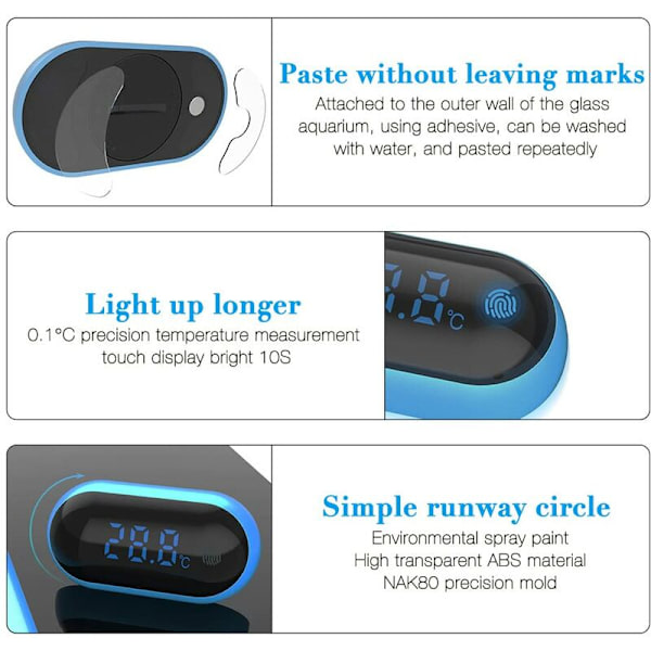 Akvarie Termometer, Digital Vandtermometer til Akvarium, LED Display Termometer til Akvarium, Terrarium og Vivarium