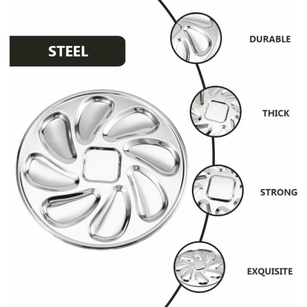 2 stk. rustfritt stål østersplate østers skallform snegleplate 8 spor østersplate sneglesjømat serveringsbakke for-