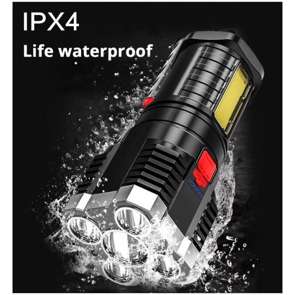 Ultra kraftig LED-lommelygte, LED-lommelygte, 10000 lumen genopladelig lommelygte, IP65 vandtæt, justerbar zoomable lommelygte til camping vandreture