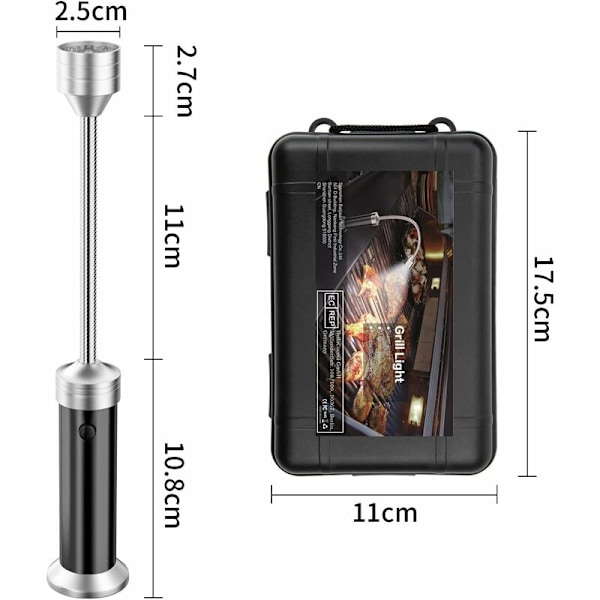 BBQ Grill Lys Sæt af 2 LED BBQ Grill Lys med Magnetisk Base 360 Graders Rotation Fleksibel Justerbar til Grill, Camping, Fest, Udendørs