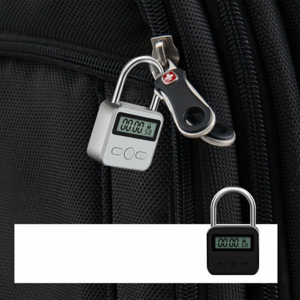Metal Timer Lock Multifunktion LCD Display Elektronisk Tid 99 Timer Max USB Genopladelig Timer, Sølv