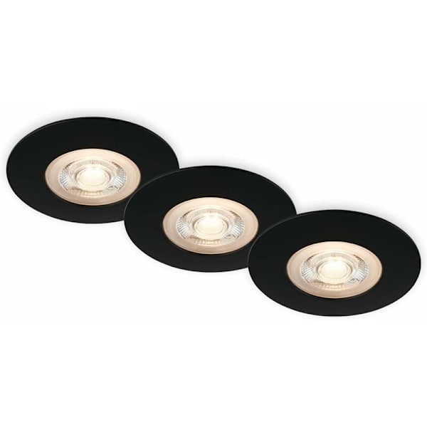 Set med 3 LED Inbyggda Taklampor, Ultratunna Inbyggda Lampor, Badrumsinbyggda Spotlights, IP65 Badrumsinbyggda Spotlights, Matt Svart, 90x2