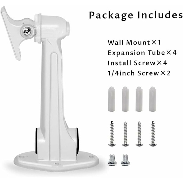 Mini veggprojektorfeste, belastning 3 kg, lengde 16-20 cm, aluminiummateriale, for CCTV/kamera/projektor/webkamera - 360° rotasjon (hvit)