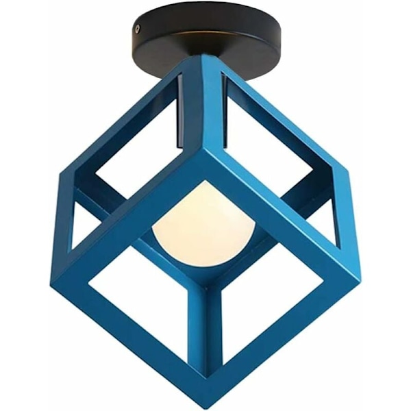 Loftlampe Moderne Chandelier Bur Shape Vintage Lampe Geometrisk Stil Lampskærm E27 Belysning til Værelse Lounge Restaurant, Terningform, 16CM