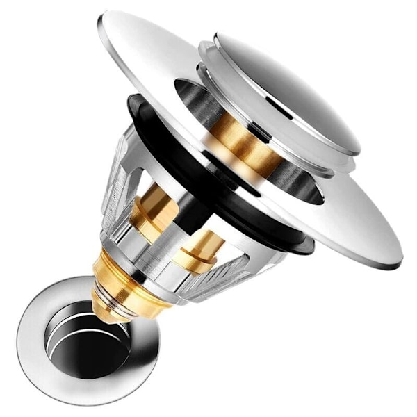 Promosjons Universal Avløpsfilter for Vask, Anti-Tette Rustfritt Vask Trykkpropp Blokker, Vask Avløp, Anti-Lukthårfilter for Hull fra 1.33” t