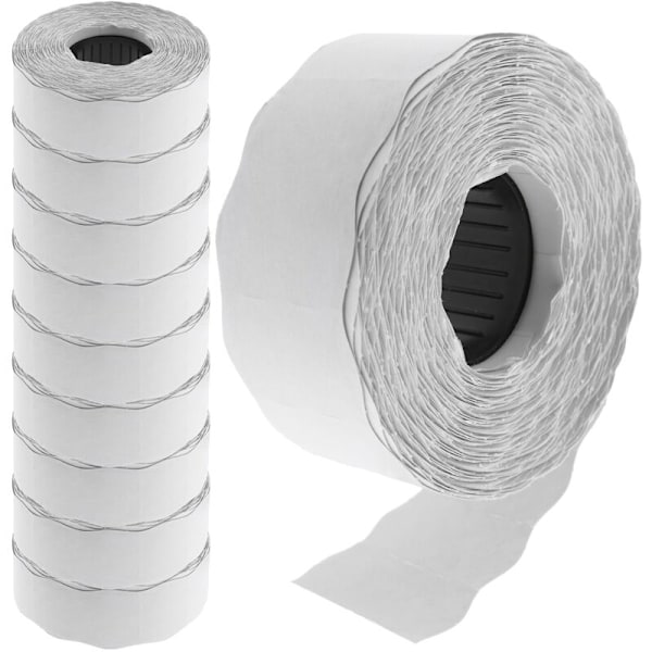 Rull med 1000 hvite permanente selvklebende etiketter 26x16 mm, pakke med 10
